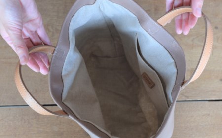 BB002-3　竹と牛革のカゴバッグ　ピンクベージュ