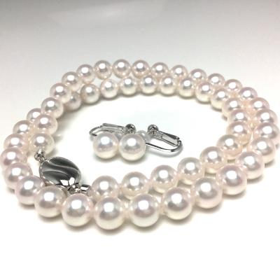 ふるさと納税 志摩市 アコヤ真珠ネックレス・イヤリングセット  7.0〜7.5ミリ　ホワイト・ホワイトピンク系高品質パール