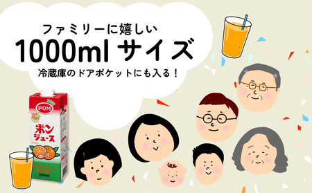 POM ポンジュース 1000ml 1l 紙パック 口栓付 6本セット 果汁100%ジュース みかん ミカンジュース みかんジュース オレンジジュース 100％ジュース ジュース みかん ジュース み