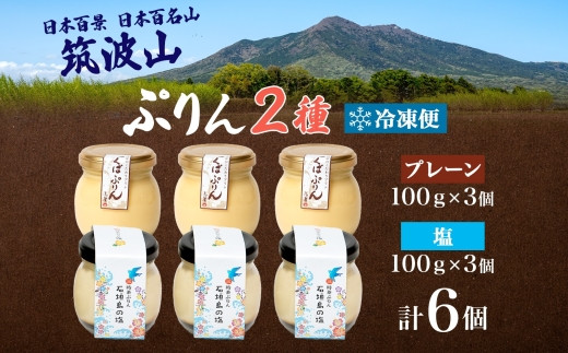 つくばぷりん プレーン ＆ 三時茶ぷりん 塩 各3個 計6個 冷凍 プリン ぷりん しお スイーツ 洋菓子 おやつ 冷菓 ご褒美 デザート 専門店 和スイーツ 人気 グルメ お取り寄せ ギフト プレゼ