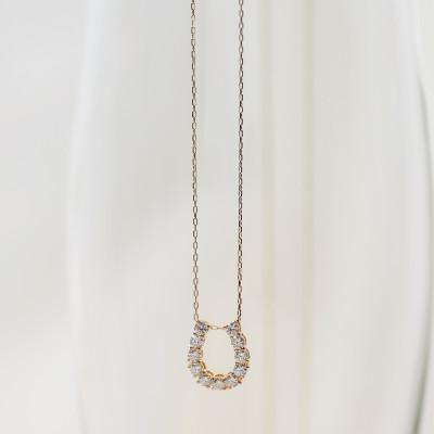 ふるさと納税 大津市 【10金 ラボダイヤネックレス 0.363ct】50cm 馬蹄ばていペンダント 優しい透明感 K10 |  | 02