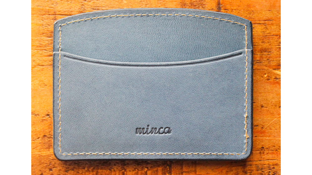 【minca】栃木レザーのヨコ型パスケース 定期入れ パスホルダー02/ブルー　700