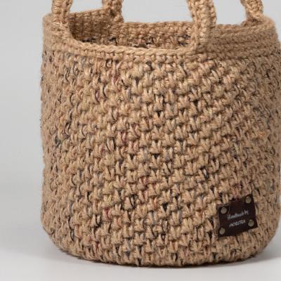 ふるさと納税 山辺町 手編み 麻紐かごバック 残糸入り 小 【残糸カラーおまかせ】 |  | 01