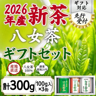 ふるさと納税 八女市 【先行受付 ギフト対応】2026年産 八女茶100%新茶 3種ギフト 100g缶詰 3缶入