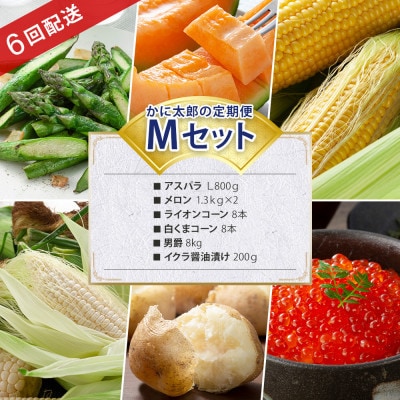 【発送月固定定期便】かに太郎定期便Mアスパラ メロン とうもろこし2 男爵 イクラ03826_全6回【配送不可地域：離島】【4079170】