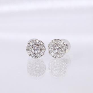 K18ホワイトゴールド　 取り巻きダイヤモンドピアス　0.34ct　　BQ105