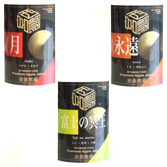 [2024年7月中旬より順次発送] りんご農家のりんごジュース飲み比べ3本セット「月」「永遠」「富士の冥王」果汁100% [0575]