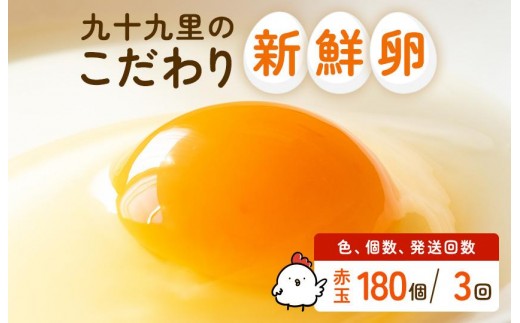 【定期便3回】九十九里ファームこだわりたまご贈答用 180個 ～あおい海・みどりの里～《赤玉》 たまご 卵 玉子 タマゴ 赤玉 卵かけご飯 新鮮 旨み 甘み 贈答用 贈答 ギフト 贈り物 千葉県 匝瑳市