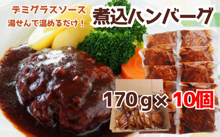 76-A4B湯せんで簡単！デミグラス煮込みハンバーグ 10個セット（170g×10個）