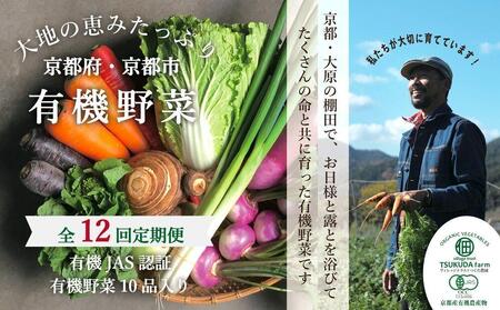 ◆全12回定期便◆【つくだ農園】《有機JAS認証 有機野菜10品入り》京都の棚田大原で心を込めて大切に露地栽培された大地の恵みたっぷりの有機野菜!