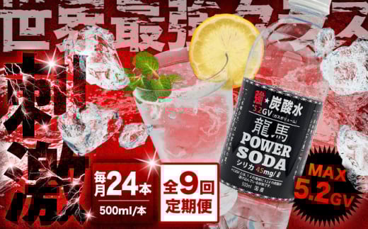 【全9回定期便】龍馬POWER SODA 500ml×24本 計216本 日田市 / 日本ビール株式会社 炭酸水 水 飲料水 みず[ARER009]