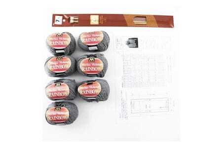 No.050 毛糸7玉で編めるアラン編みマフラー ライトグレー・着分パック【毛糸・編み物用品・レシピ本セット】