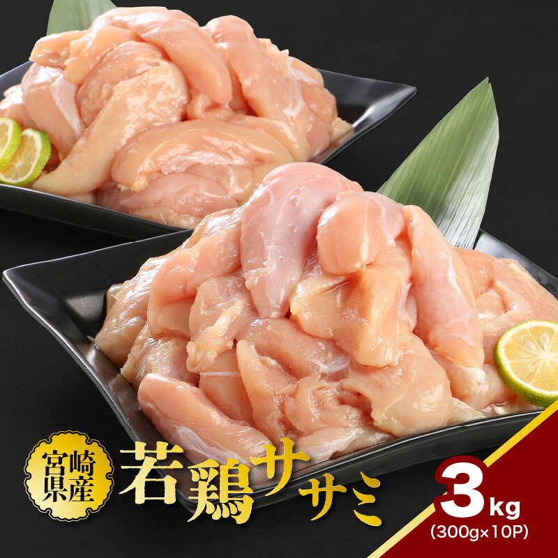 【ふるさと納税】1袋300g！宮崎県産若鶏ササミ 小分け3kg - 国産 鶏肉 ササミ肉 小分け 低カロリー/高たんぱく ヘルシー 健康志向 さっぱり 筋トレ 体づくり 真空パック 冷凍 脂身が苦手な方に 送料無料 【宮崎県木城町】
