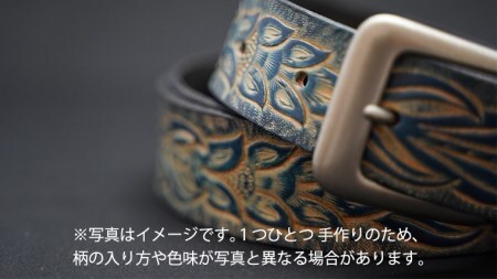 牛革ベルト（紺色かすれ染め）【太さ35mm / 厚さ3.7mm / L(130cm)】　牛革 父の日 手作り ベルト 革製品 [BE006ya-L]