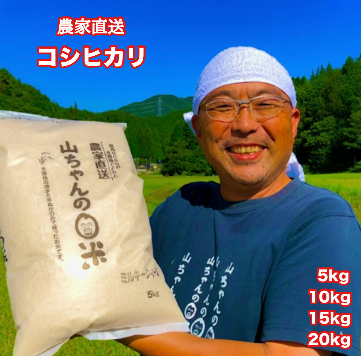 【ふるさと納税】 米 お米 令和7年度 産 山ちゃん の コシヒカリ 選べる 5kg 10kg 15kg 20kg 農家直送 残留 農薬 202項目 検査済み 残留 放射能 測定済み 送料無料 486