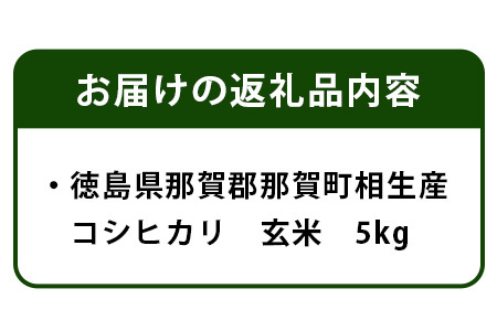 玄米 那賀町 相生産 コシヒカリ 玄米 5kg 玄米 YS-4-2  お米 玄米 四国 玄米 徳島 玄米 那賀 玄米 相生 玄米 美味しい玄米