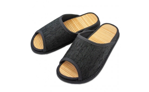スリッパ D型セノーテモールGサイズ 男女兼用 約26.5cmまで 竹踏み 日本製 ブラック【1676284】