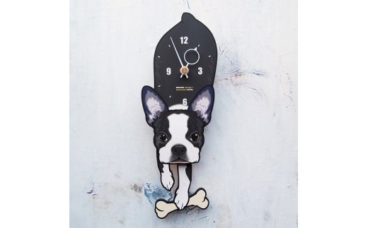 D-181W5 ボストンテリア-犬の振り子時計毛糸玉05.GREEN C-CD-181A