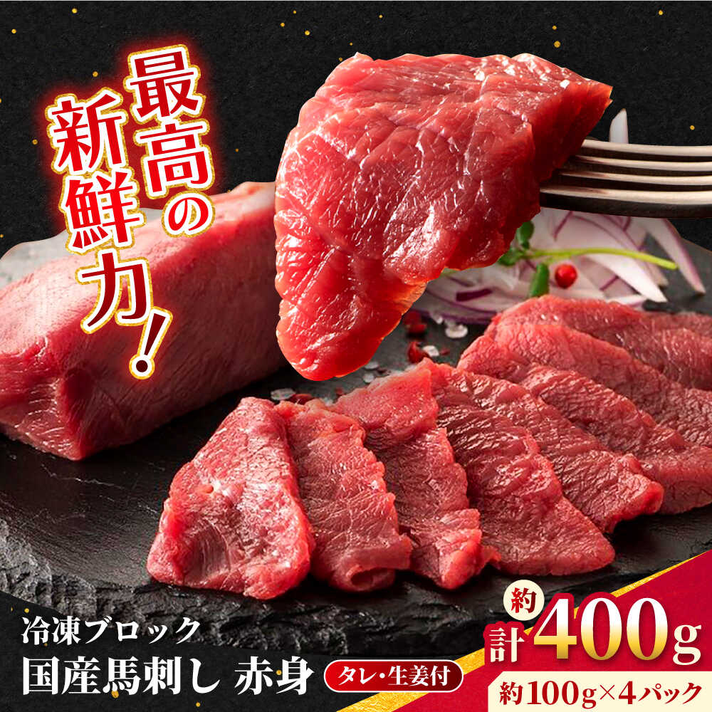 【ふるさと納税】【フジチク】 国産 馬刺し 赤身 約100g×4個（計約400g）赤身 馬刺し タレ付き 馬肉 熊本県 合志市【亀井通産 株式会社】[AYBQ044]
