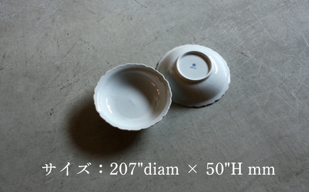 【 KATA KUTANI 】 桔梗ミート皿 250mm / 貫入白磁（5枚セット）九谷焼 12-03