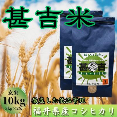 ふるさと納税 おおい町 【毎月定期便】＜上旬発送＞福井県おおい町産 甚吉米(コシヒカリ・玄米)5kg×2袋 計10kg全3回