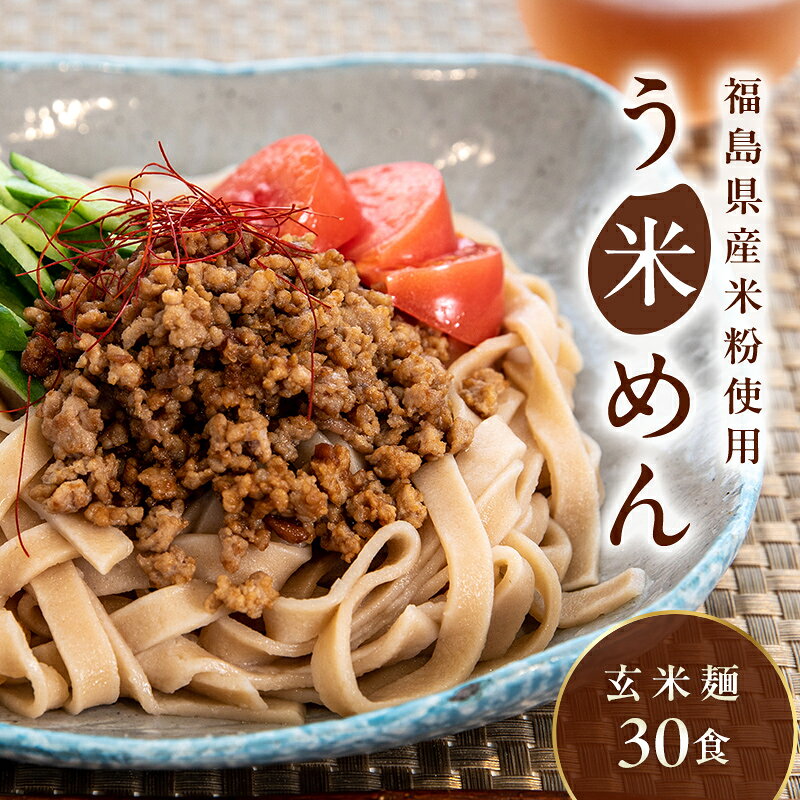 【ふるさと納税】たくさん食べれる グルテンフリー 米粉で作った麺「う米めん」玄米タイプ30食入り F7X-0210