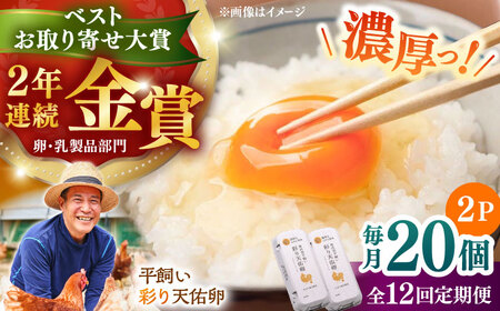 【全12回定期便】彩り天佑卵 20個入り 卵 卵 卵  卵 卵 たなべたたらの里[AIDL015]
