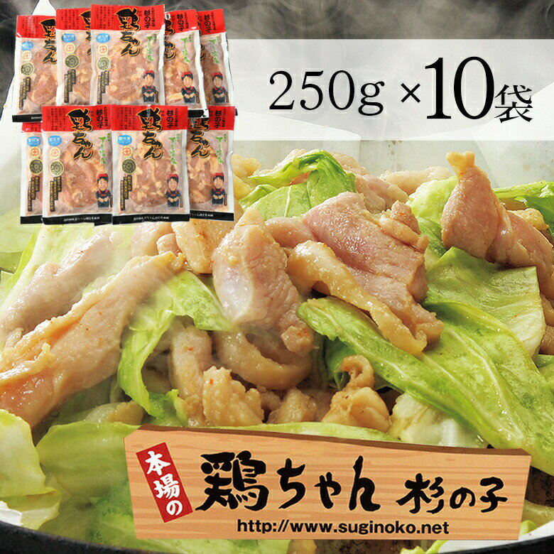 【ふるさと納税】鶏ちゃん専門店「杉の子」味付き鶏ちゃん 250g×10袋 20人前 焼肉 下呂温泉 おすすめ バーベキュー BBQ アウトドア 鶏肉 けいちゃん ケイちゃん 鶏ちゃん　味付け 焼くだけ 鶏肉料理 おかず 惣菜 時短 簡単料理 ケンミンショー 恵那鶏 ブランド肉 44000円