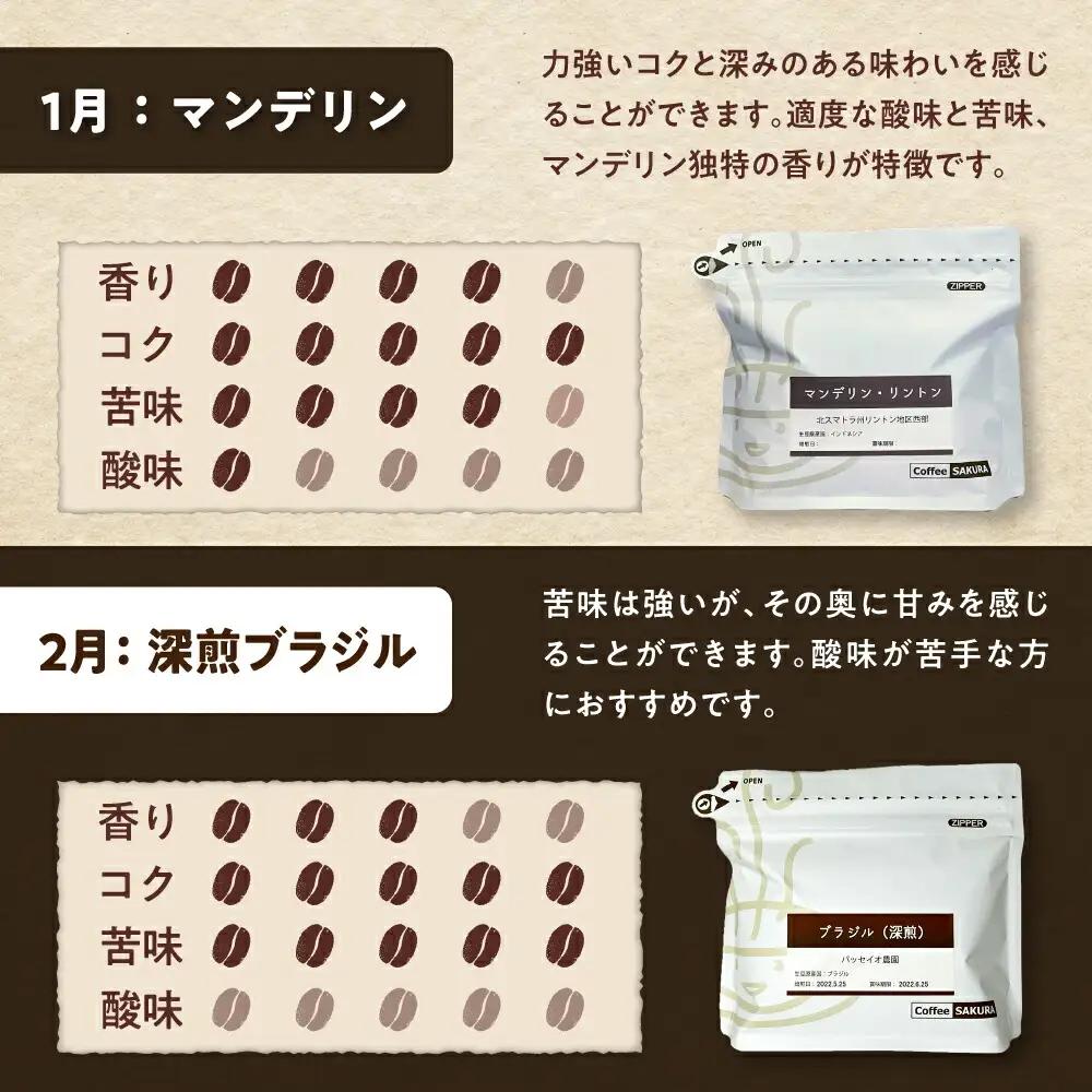【全12回定期便】世界を旅するコーヒー(豆) / 珈琲 コーヒー / Coffee SAKURA[BBAB150]