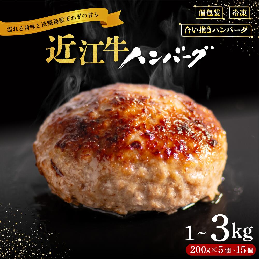 【ふるさと納税】 近江牛 ハンバーグ 淡路島 玉ねぎ入り 200g /5~15個 1kg 2kg 3kg ( 5個 10個 15個 ) 選べる 容量 個包装 肉汁 たっぷり 牛肉 合挽き ジューシー 冷凍 ギフト 黒毛和牛 肉 牛肉 キャンプ アウトドア 好評 神戸牛 松阪牛 に並ぶ 日本三大和牛 滋賀県 竜王町