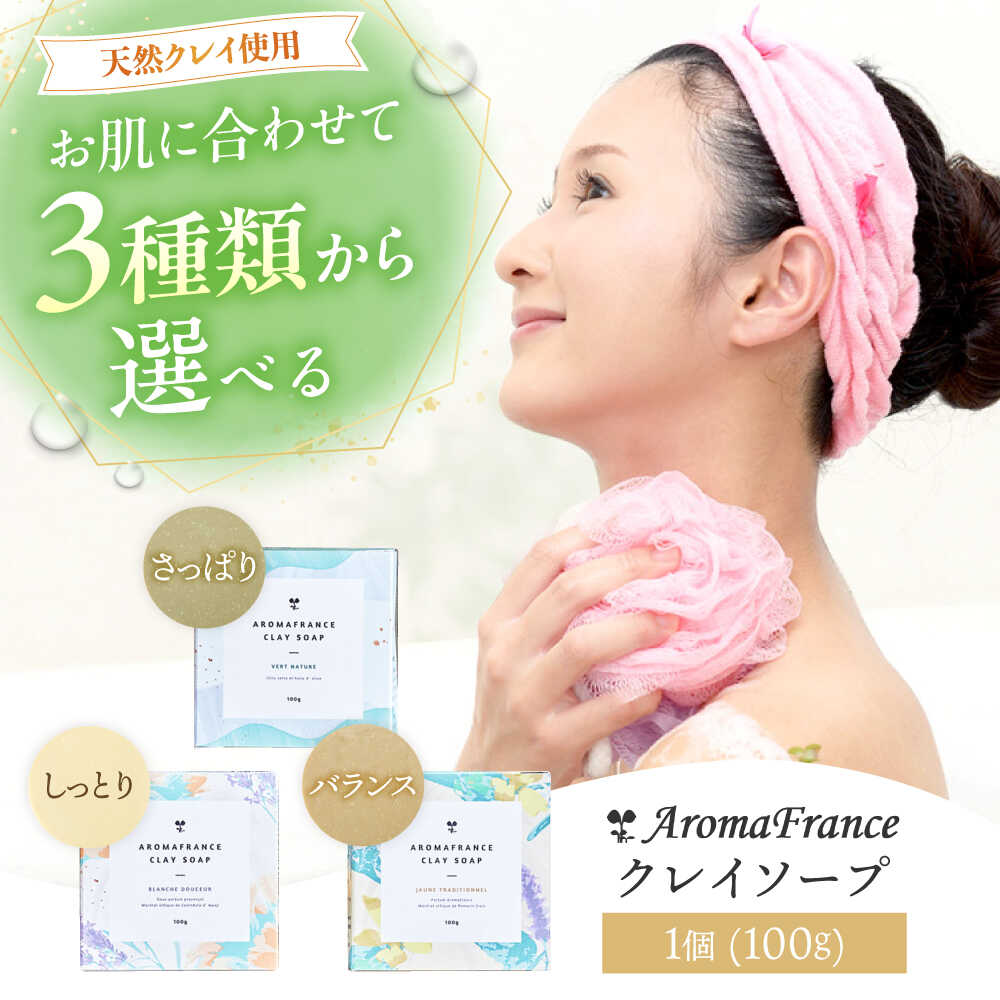 【ふるさと納税】【選べる種類】【母の日対象】 クレイソープ 100g 石鹸 せっけん 洗顔料 天然由来成分 クレイ石鹸 スキンケア 大阪府高槻市/株式会社アロマ・フランス[AOEP005] 天然クレイ 洗顔 ボディケア スキンケア フランス産 クレイケア 美容 プレゼント ギフト 保湿