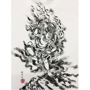 手描きTシャツ 仏画 蔵王権現 白 (半袖 Mサイズ)【1614955】