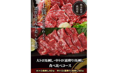 大トロ馬刺し(50g)中トロ(霜降り)馬刺し(50g)食べ比べコース【純国産熊本肥育】《30日以内に出荷予定(土日祝除く)》