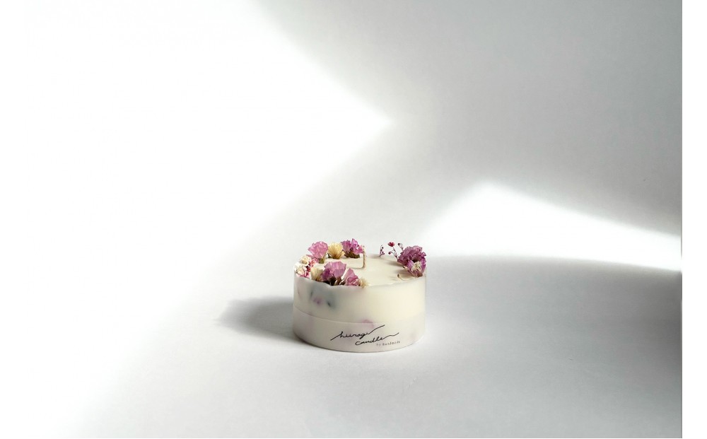 
                  ロスフラワーで作る、ソイリースボタニカルキャンドル　【ピンク＆ホワイト】（※香りが選べます ベリーの香り・無香料）
                