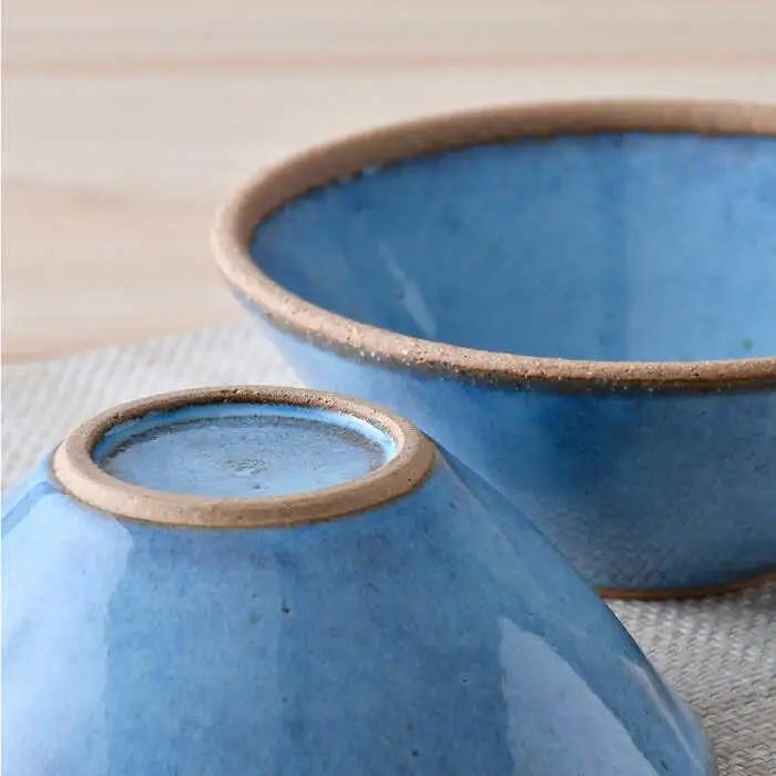 【波佐見焼】テラコッタ BLUE ボウル (Ｍ) ペアセット 皿 食器 丸皿 中鉢【利左エ門窯】[QB55] 波佐見焼