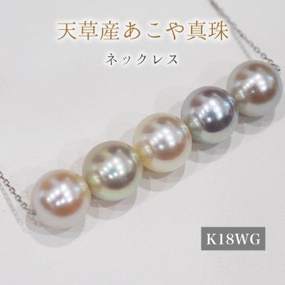 ふるさと納税 天草市 あこや真珠 ナチュラル 無調色 ネックレス 8mm - 8.5mm K18WG_S101-416