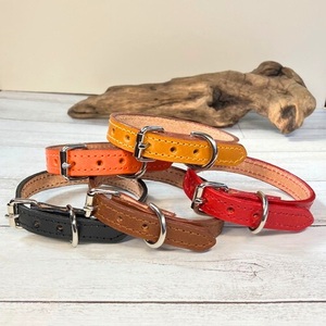 選べるサイズの 本革 犬 ・ 猫用 首輪 (15mm幅) 小型 / 中型 / 大型 【イタリア革ブッテーロ】 ブッテーロ サイズ：L
カラー：橙