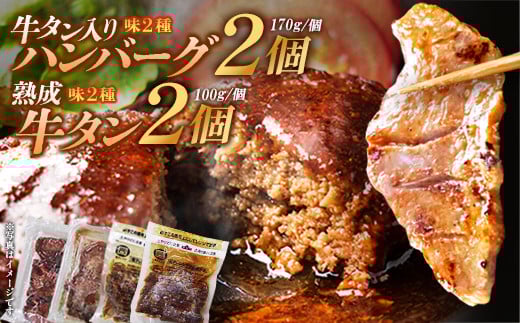 牛タン入りハンバーグ（和風・デミグラス）＆柔らか牛タン（タレ・塩）セット　ハンバーグ 牛たん 和風 デミグラスソース 時短 調理 簡単 便利 お取り寄せグルメ 蔵王 いちじく 国産 豚肉【04301-0757】