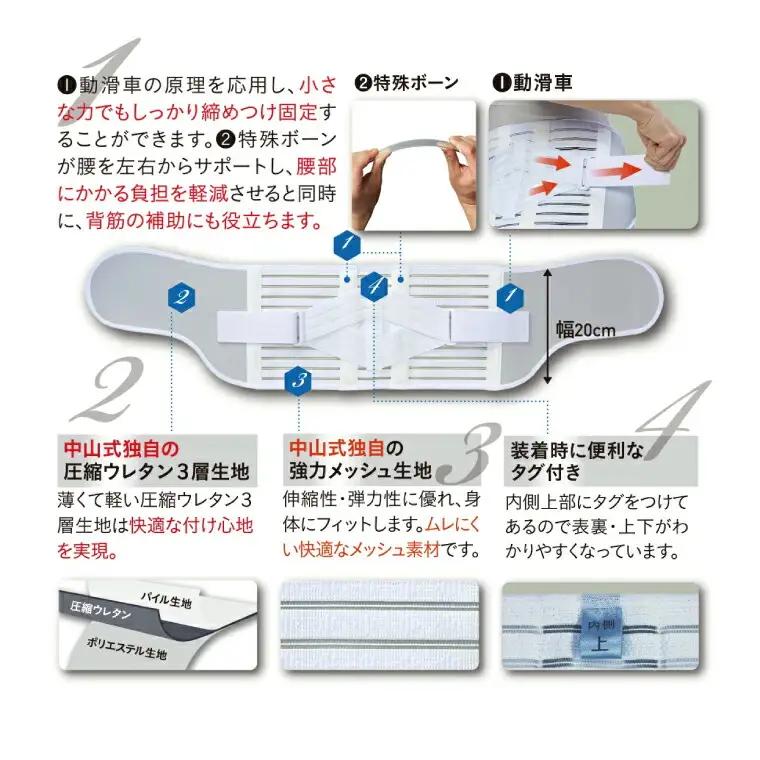 中山式腰椎医学コルセット 滑車式標準タイプ 〈 日本製 腰痛ベルト コルセット 腰 腰用 サポーター 男性 女性 男女兼用 メンズ レディース テレワーク ドライバー ふるさと納税 〉 〈サイズ：LL