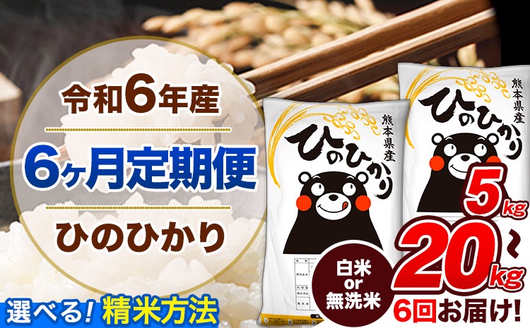 【6ヶ月定期便】令和6年産 定期便 無洗米 も選べる ひのひかり 5kg 10kg 15kg 20kg 《申込み翌月から発送》令和6年産 熊本県産 ふるさと納税 無洗米 白米 精米 ひの 米 こめ ふるさとのうぜい ヒノヒカリ コメ 熊本米ひのもり---hn6tei_90000_5kg_mo6_gkt_h---
