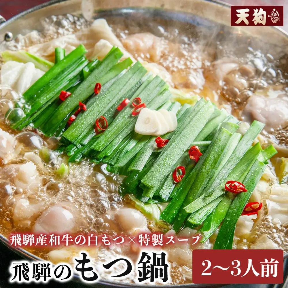 飛騨のもつ鍋 2～3人前（もつ 300g ラーメン2食 特製スープ700g） もつ鍋【冷凍】【11-89】
