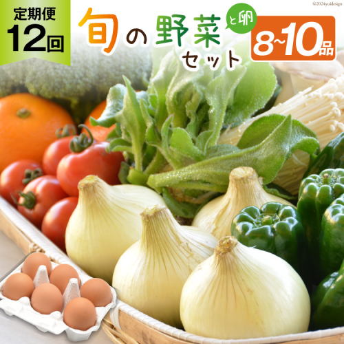 【12回毎月コース】雲仙のめぐみ 旬の野菜セット (S)【卵6個付き】 8～10品目セット [長崎県農産品流通 長崎県 雲仙市 item1575] 野菜 定期 野菜セット フルーツ 果物 くだもの 卵 たまご