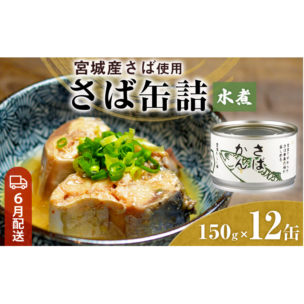 【6月配送】缶詰 さば缶詰 水煮 12缶 サバ缶 鯖缶 さば缶 鯖 国産 常温 長期保管 ローリングストック 備蓄 常温保存 防災 非常食 キャンプ 保存食 長期保存可 缶詰め セット 保存料 無添加 STIみやぎ