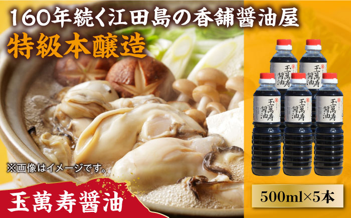 
一度使うと手放せない！！リピーター続出の玉萬寿醤油 500mL×5本 料理 しょうゆ しょう油 濃口 こいくち 江田島市/有限会社濱口醤油[XAA041]
