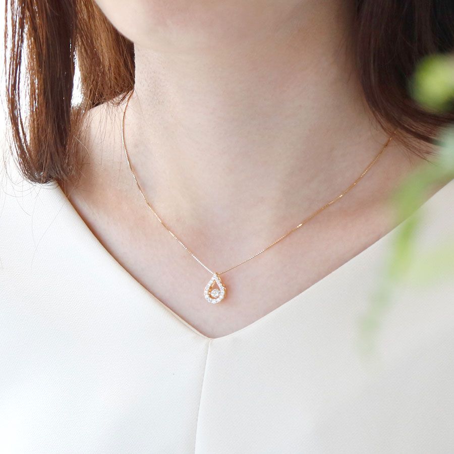 ＜Crossfor＞ダンシングストーン/１８金ダイヤモンドドロップペンダント　＊ダイヤモンド0.2ct　PD-0010