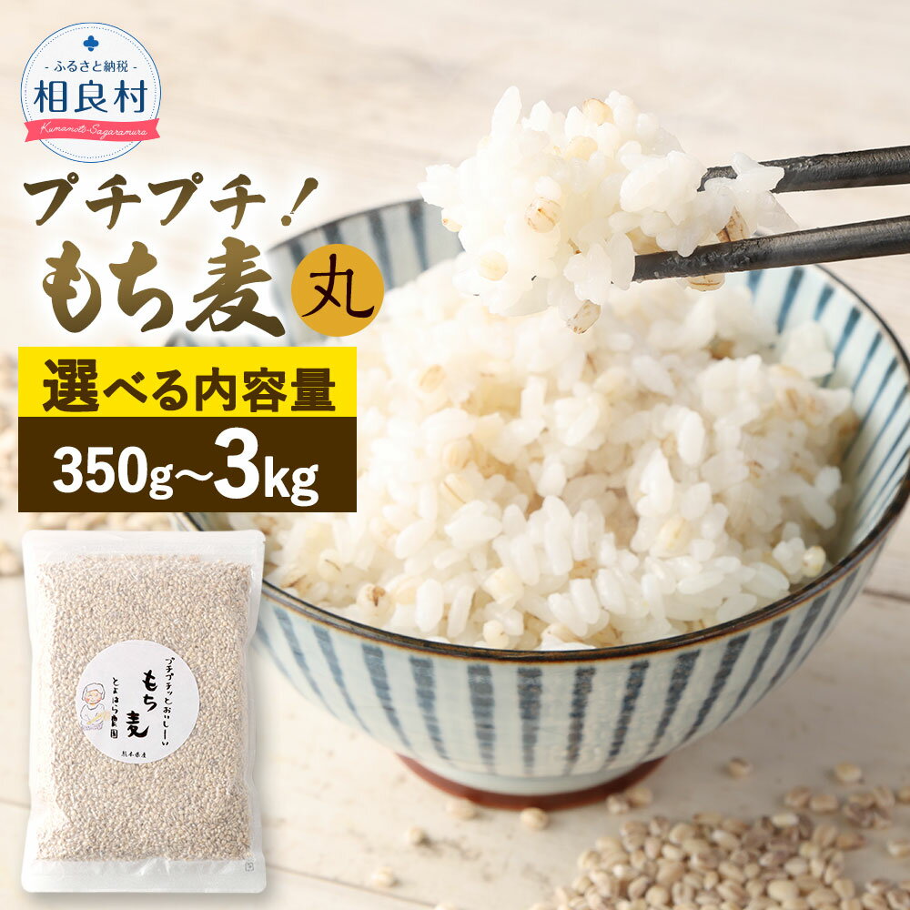 【ふるさと納税】【選べる容量】プチプチ！もち麦（丸） 350g ／ 500g ／ 3kg(500g×6袋) モチモチ プチプチ 食感 食物繊維 もち麦 もちむぎ 丸麦 麦ごはん 雑穀 雑穀米 常温 相良村産 国産 熊本県産 送料無料