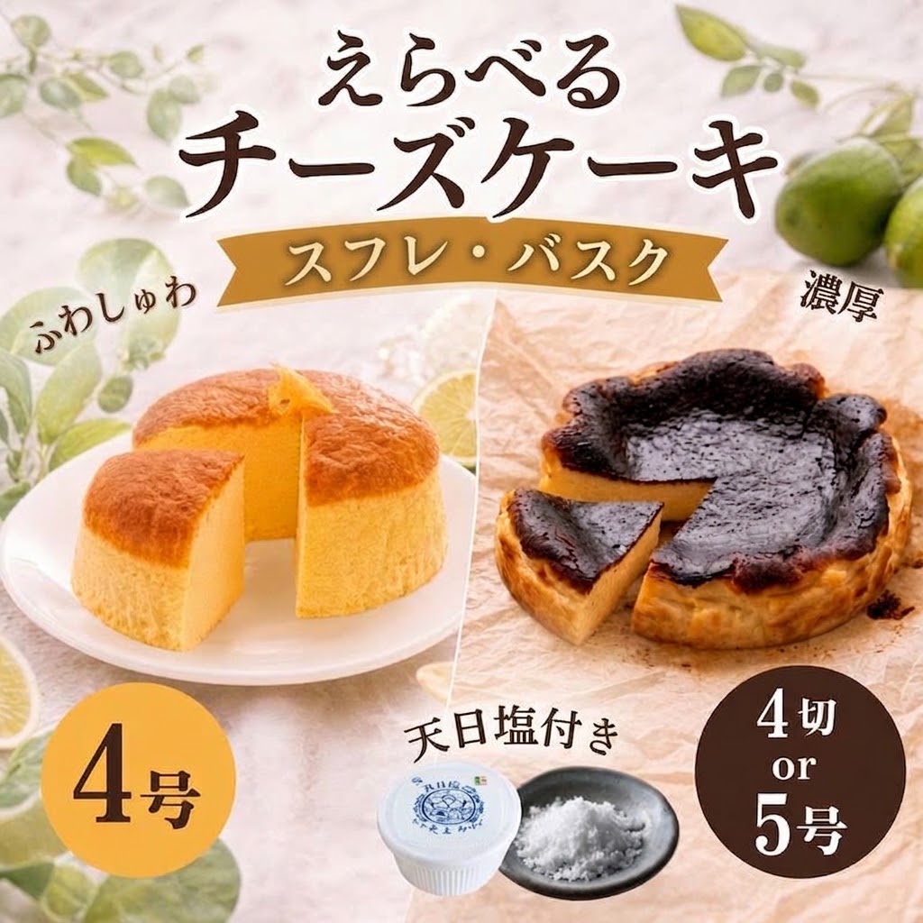 【ふるさと納税】 チーズケーキ 選べる バスクチーズケーキ スフレチーズケーキ 訳あり 土佐ジロー卵 天日塩 4号 5号 4ピース スイーツ 洋菓子 ホールケーキ カットケーキ 冷凍 手作り お取り寄せ おやつ プレゼント ギフト デザート 誕生日 高知県 黒潮町