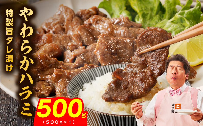 【スピード発送】やわらかハラミ 500g【氷温熟成×特製旨ダレ 味付き 訳あり サイズ不揃い 小分け 焼くだけ 焼肉 大阪 泉佐野 大阪府 泉佐野市】