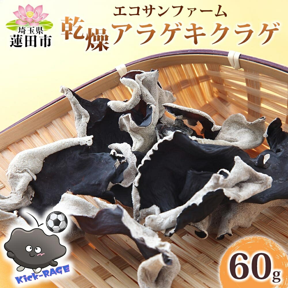 【ふるさと納税】乾燥きくらげ 15g×4 (60g) 小分け 肉厚 乾物 食物繊維 国産 お取り寄せ グルメ こだわり 簡単調理 アラゲキクラゲ きのこ ヘルシー コリコリ 食感 和洋中 送料無料 埼玉県 蓮田市