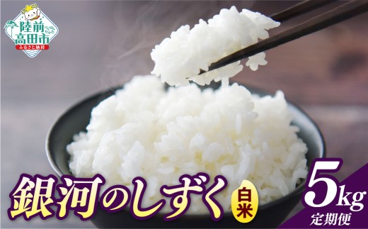 先行予約 【3ヶ月定期便】 令和8年産 白米 5kg×3ヶ月お届け 品種：銀河のしずく 【 米 お米 ライス 岩手県 オリジナル ブランド米 お弁当 おにぎり ギフト 川の駅産地直売組合よこた 】 RT3386-05h